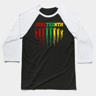 Juneteenth Raising Fist Vintage Retro Black History Month Baseball T-Shirt